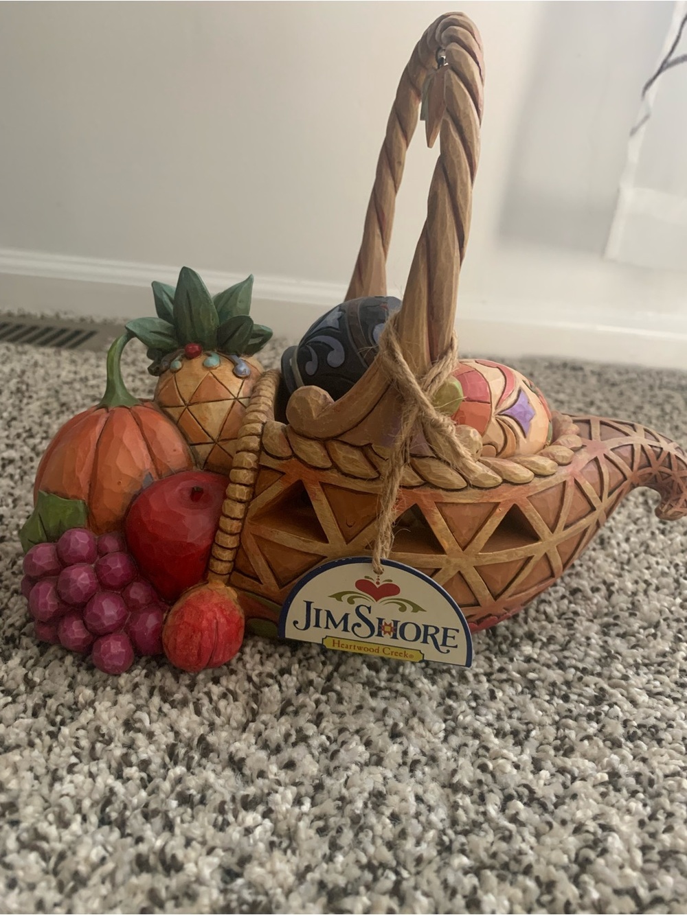 Jim Shore Multicolor Harvest Cornucopia Basket Figurine